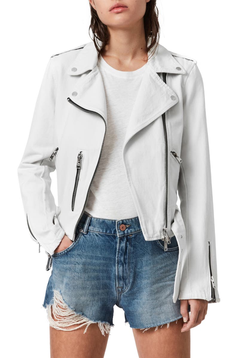 AllSaints Balfern Denim Biker Jacket, Main, color, 