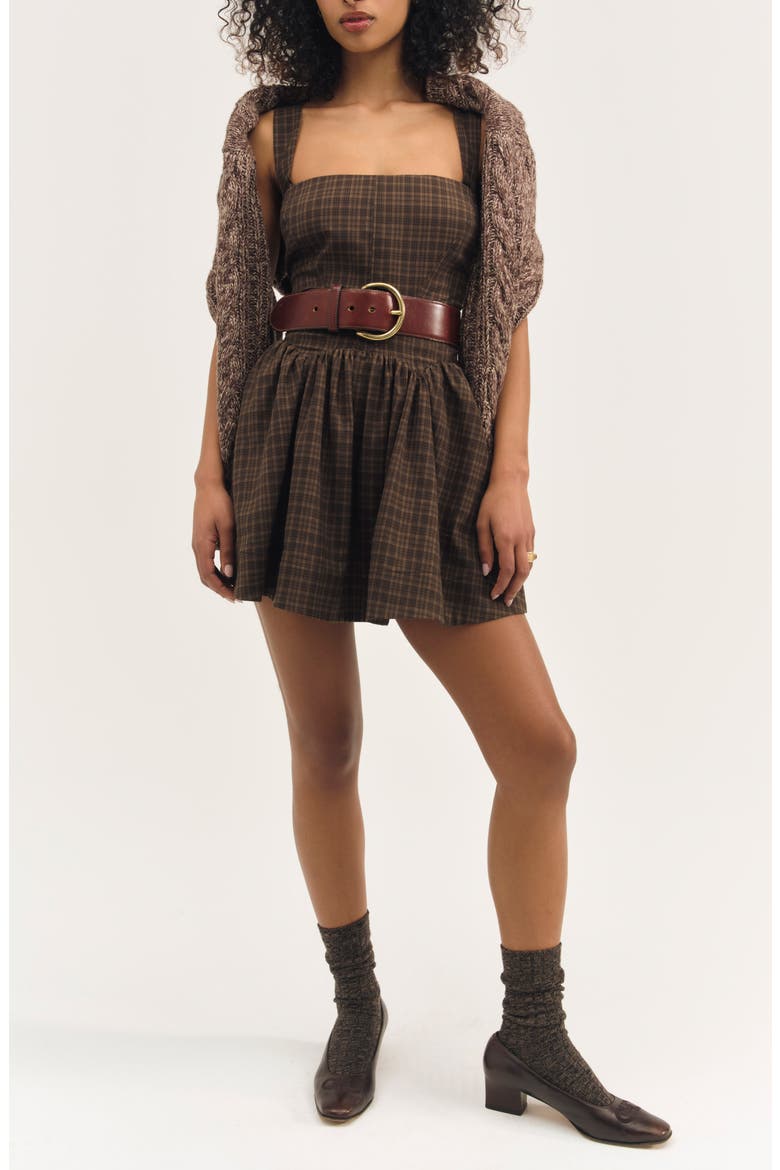 Ginny Plaid Minidress, Main, color, BROWN