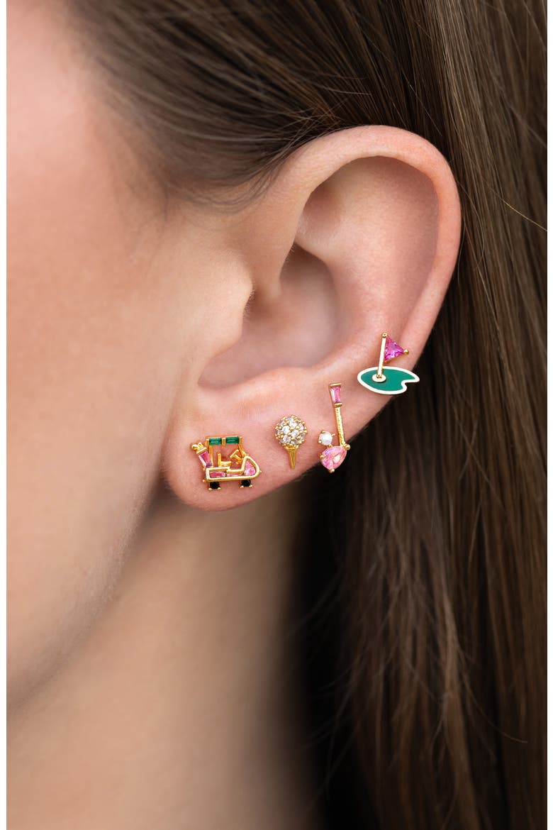 Hole in One Set of 4 Stud Earrings, Alternate, color, GOLD