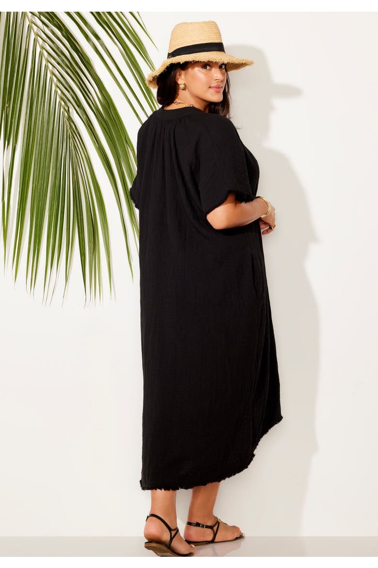 Cotton Gauze High-Low Sun Dress Cover Up, Alternate, color, Black