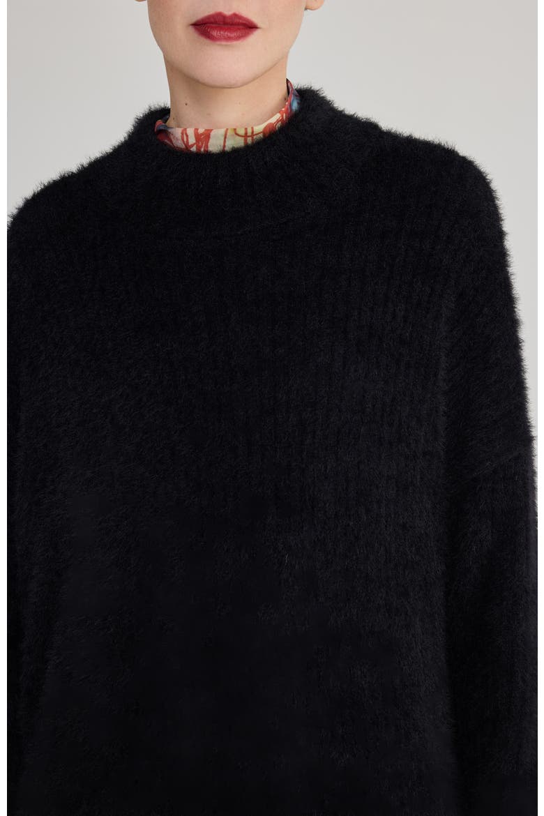 Capucine Shaggy Knit Dress, Alternate, color, Black