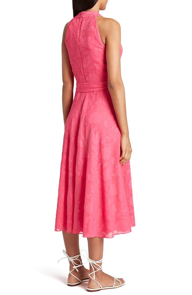 Tahari Floral Clipped Chiffon Sleeveless Midi Dress, Alternate, color,