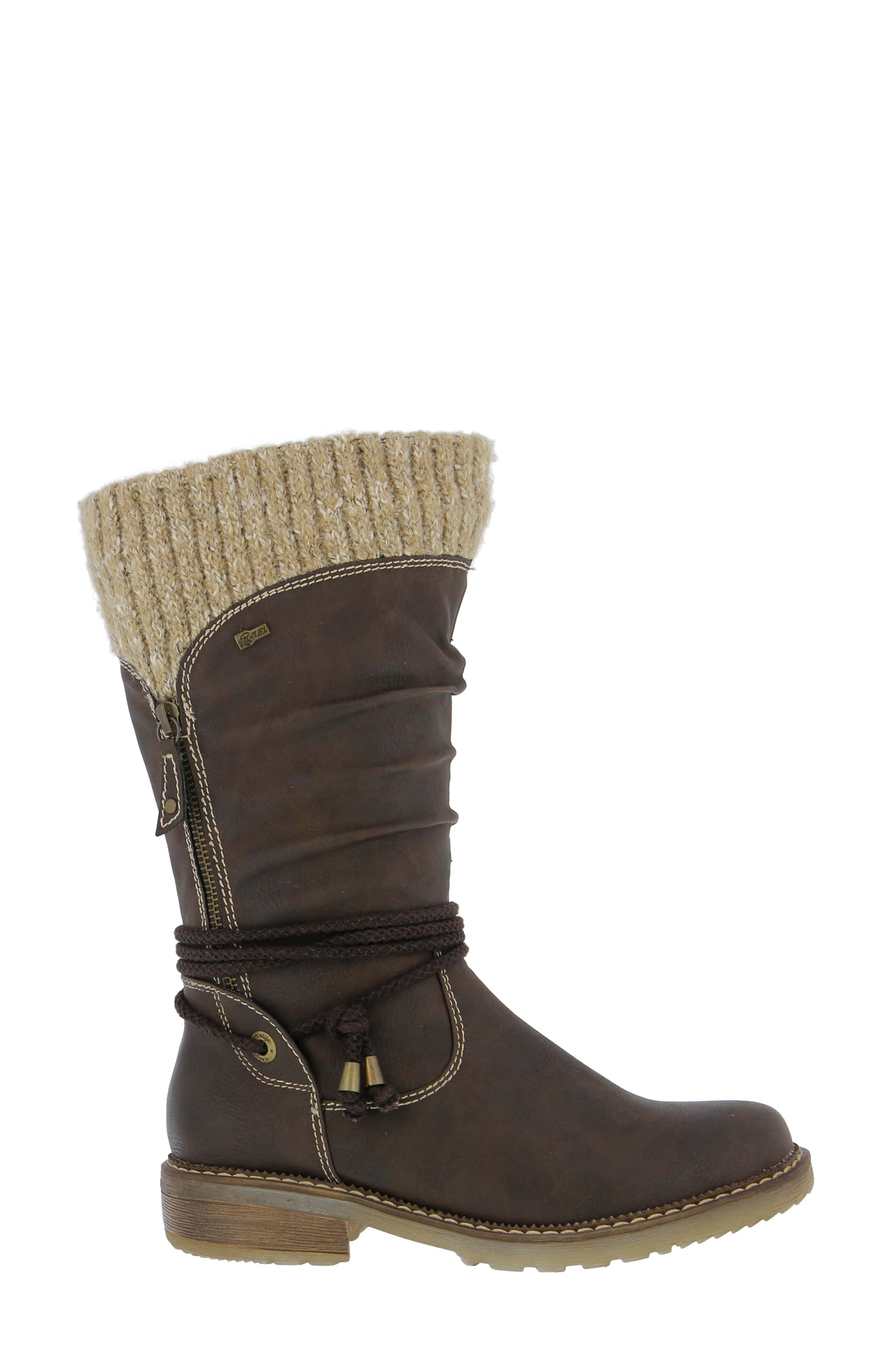 Acaphine Water Resistant Boot, Alternate, color, DARK BROWN FAUX LEATHER