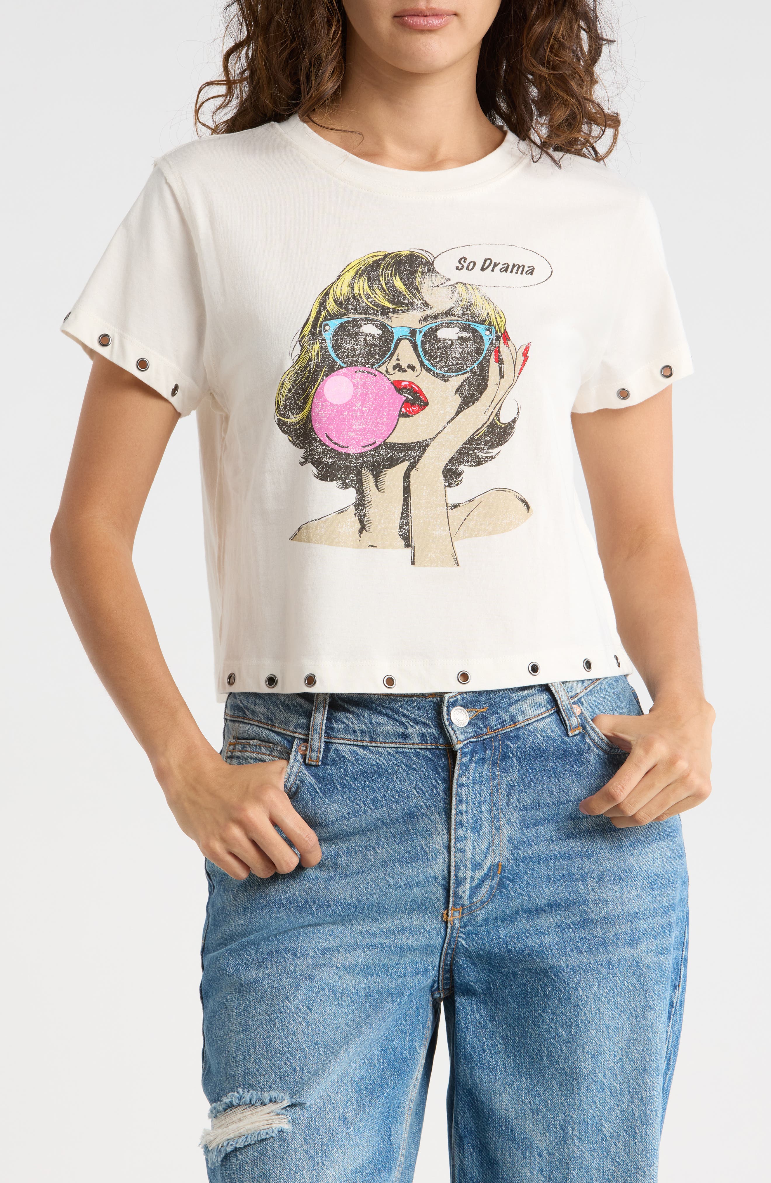 Madden Girl Grommet Hem Graphic T-Shirt