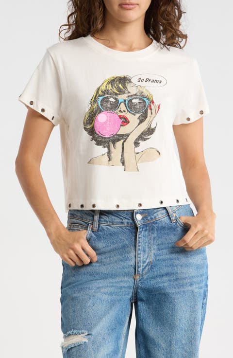 Grommet Hem Graphic T-Shirt