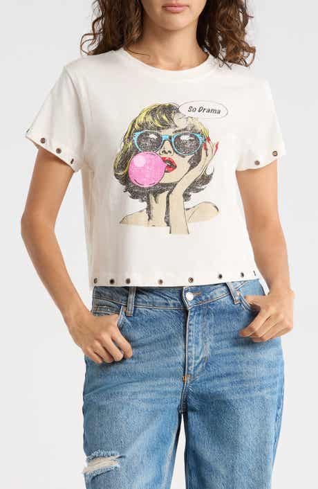 Madden Girl Grommet Hem Graphic T-Shirt