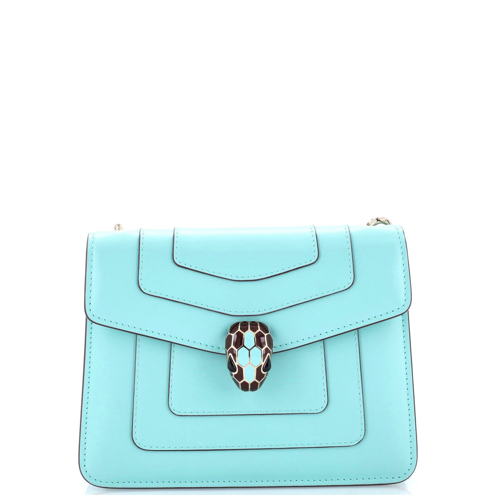 Serpenti Forever Square Shoulder Bag Leather Small, Main, color, Blue