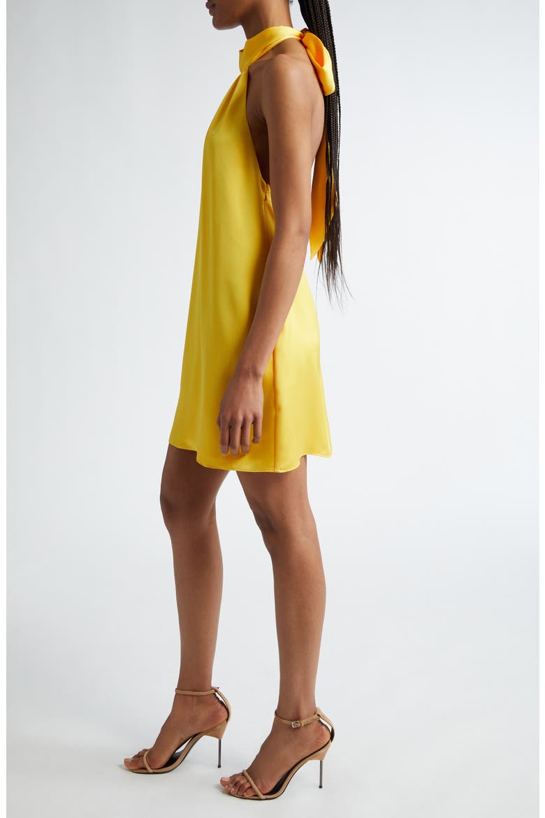 Sam Halter A-Line Satin Minidress, Alternate, color, BRIGHT LEMON