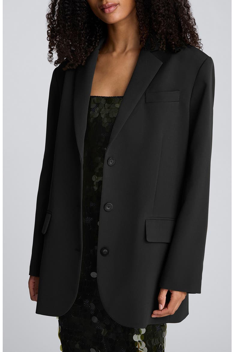 Three-Button Boyfriend Blazer, Main, color, BLACK