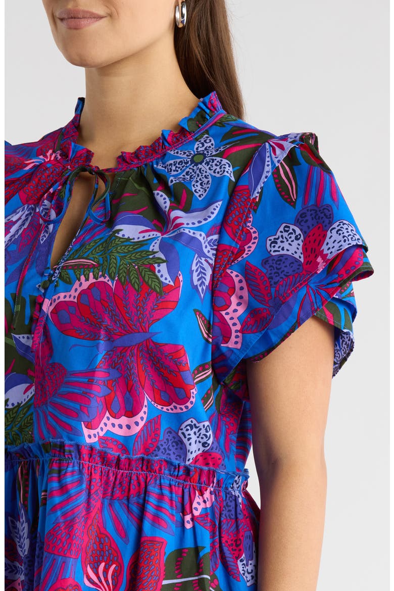 Mela Tropics Empire Tiered Minidress, Alternate, color, BLUE-PINK-COMBO