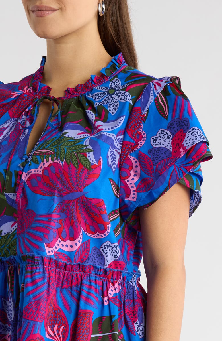 SUGARLIPS Mela Tropics Empire Tiered Minidress, Alternate, color, Blue-Pink-Combo