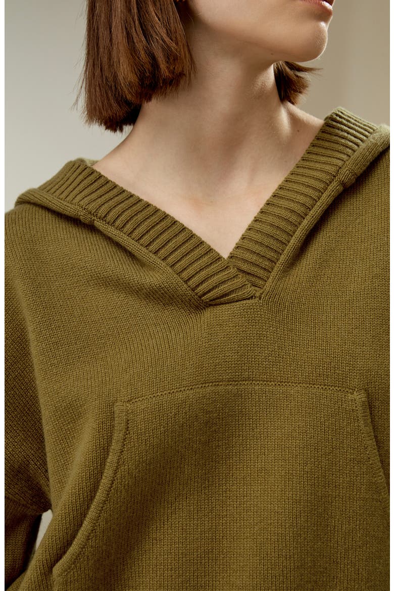 Women's Cropped Wool-Cashmere  Blend Hoodie for Women, Alternate, color, Avocado Green