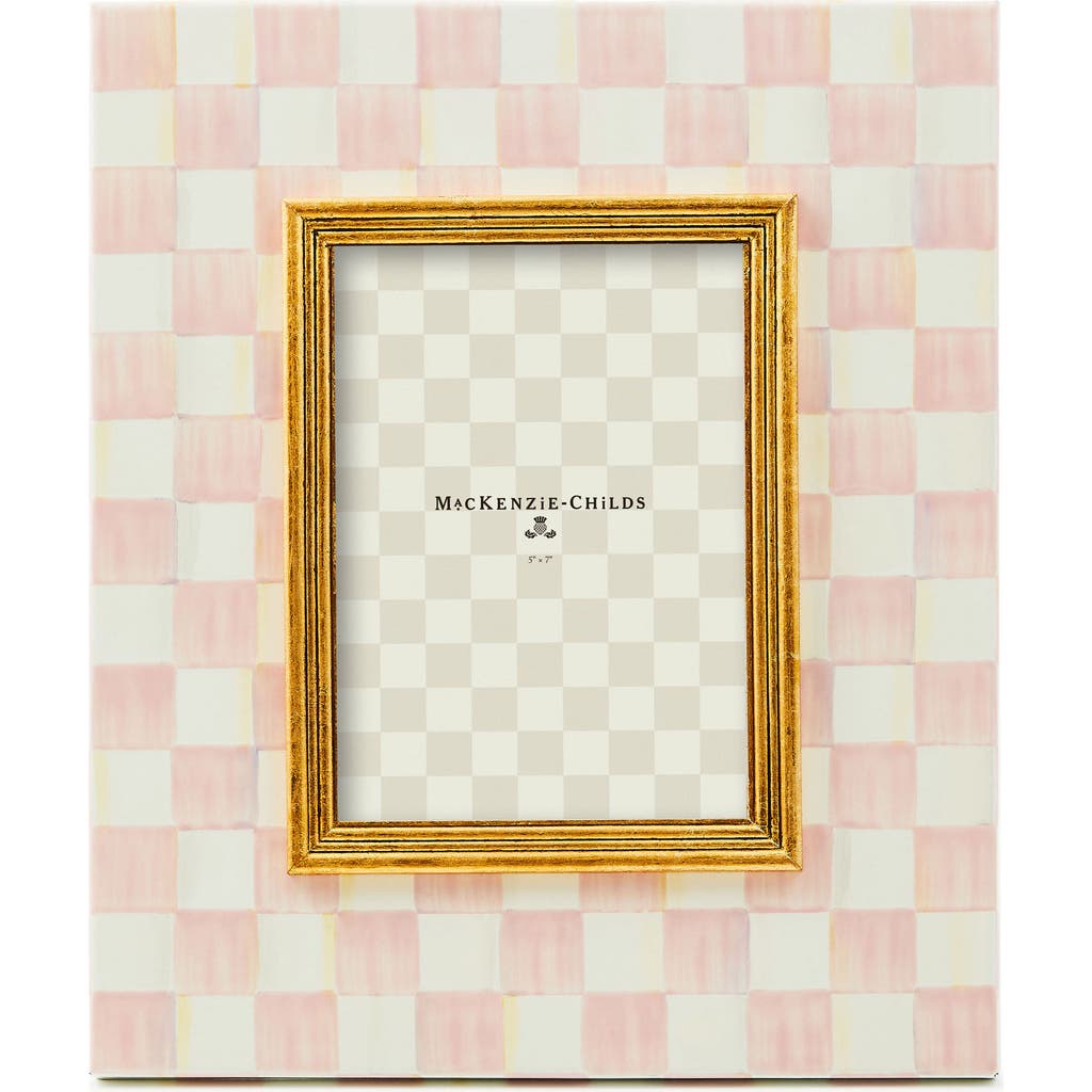Mackenzie-childs Mackenzie Childs Rosy Check Enameled Steel 5 X 7-inch Picture Frame In Pink