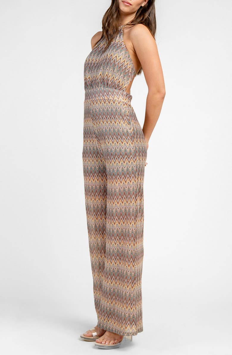 Beivy Halter Wide Leg Jumpsuit, Alternate, color, Chevron
