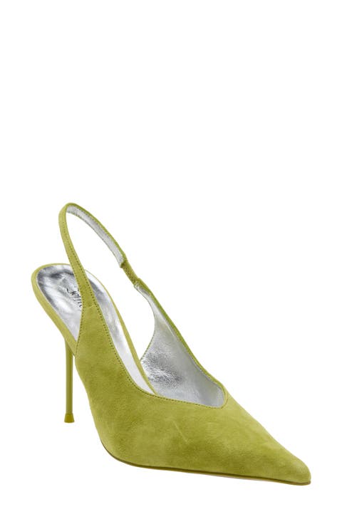 Pucker Leather Slingback Pump