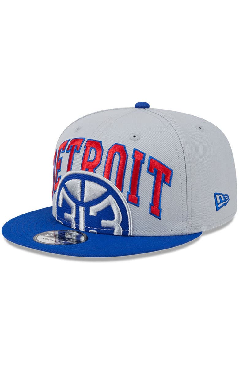 New Era Men's New Era Gray/Blue Detroit Pistons Tip-Off Two-Tone 9FIFTY Snapback Hat, Main, color, 