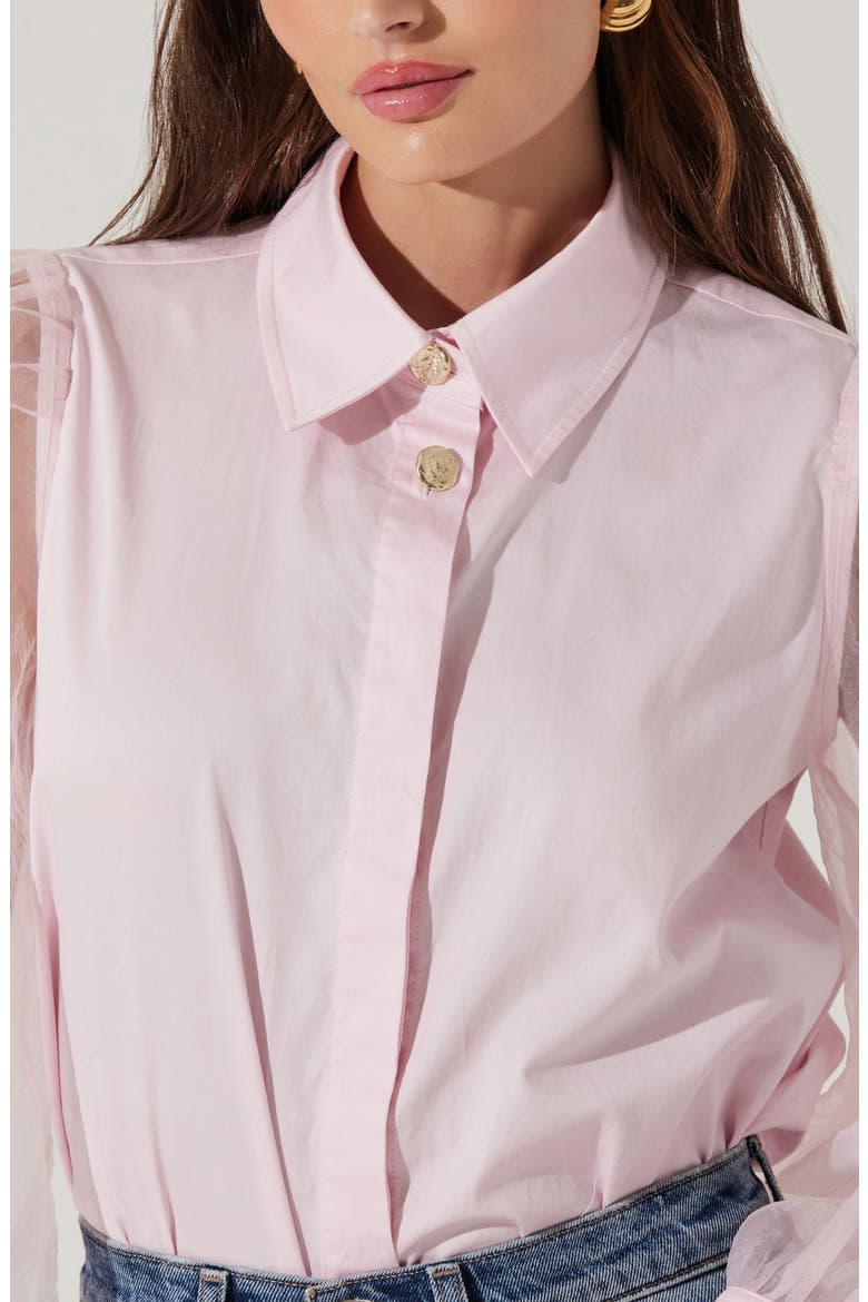 Sheer Sleeve Shirt, Alternate, color, PINK