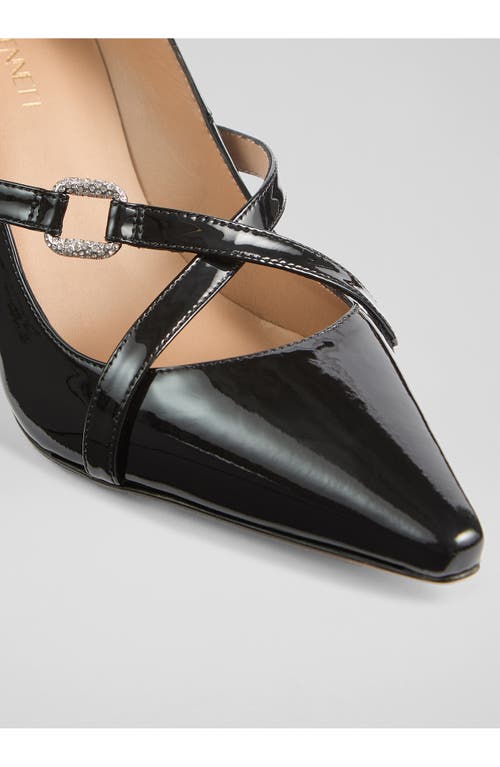 Lk Bennett Christie Crystal Buckle Pointed Toe Pump In Black