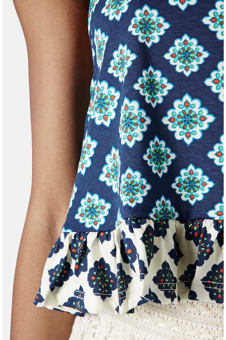 Tile Print Peplum Tank, Alternate, color, BLUE MULTI