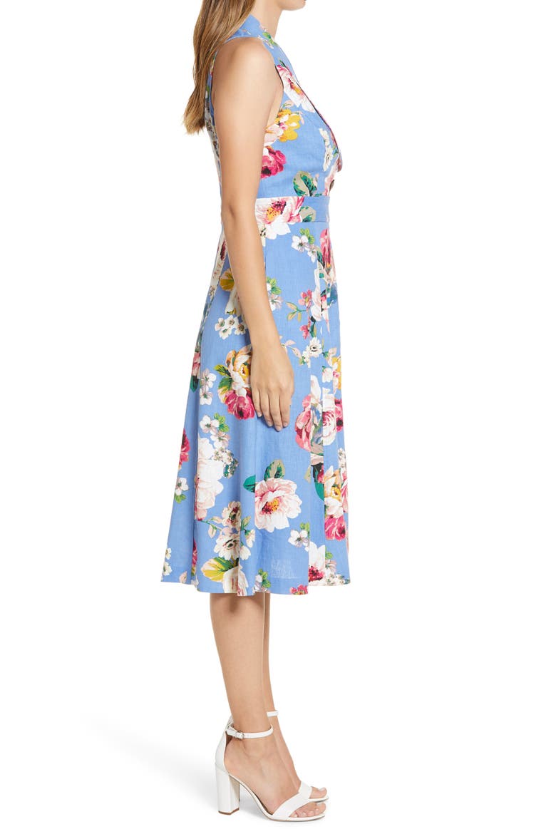 Floral Linen Blend Sundress, Alternate, color, BLUE