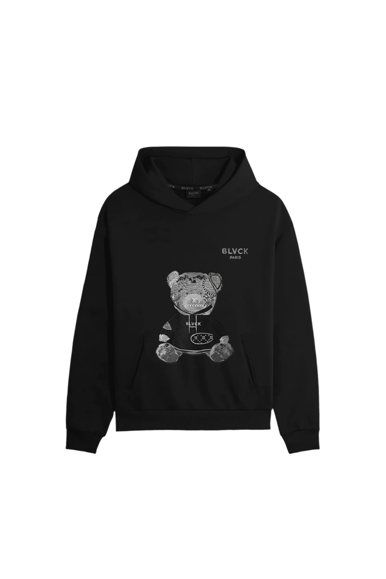 Blvck Evil Twin Teddy Bear Hoodie, Main, color, Black