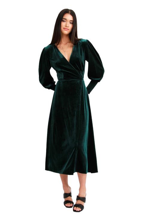 Current Mood Velvet Wrap Dress