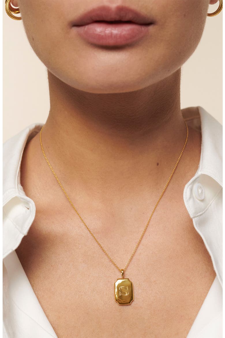 Signature Locket Necklace, Alternate, color, 18CT GOLD VERMEIL / EMERALD