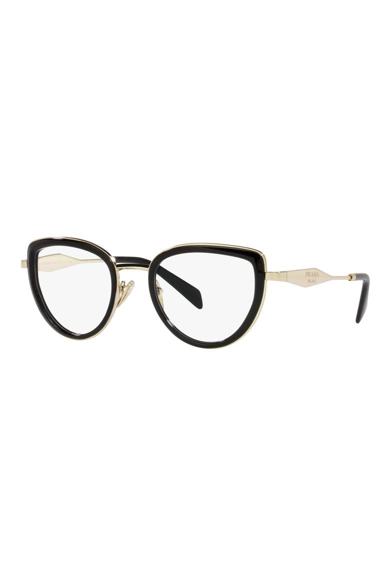 49mm Small Pillow Optical Glasses, Alternate, color, BLACK