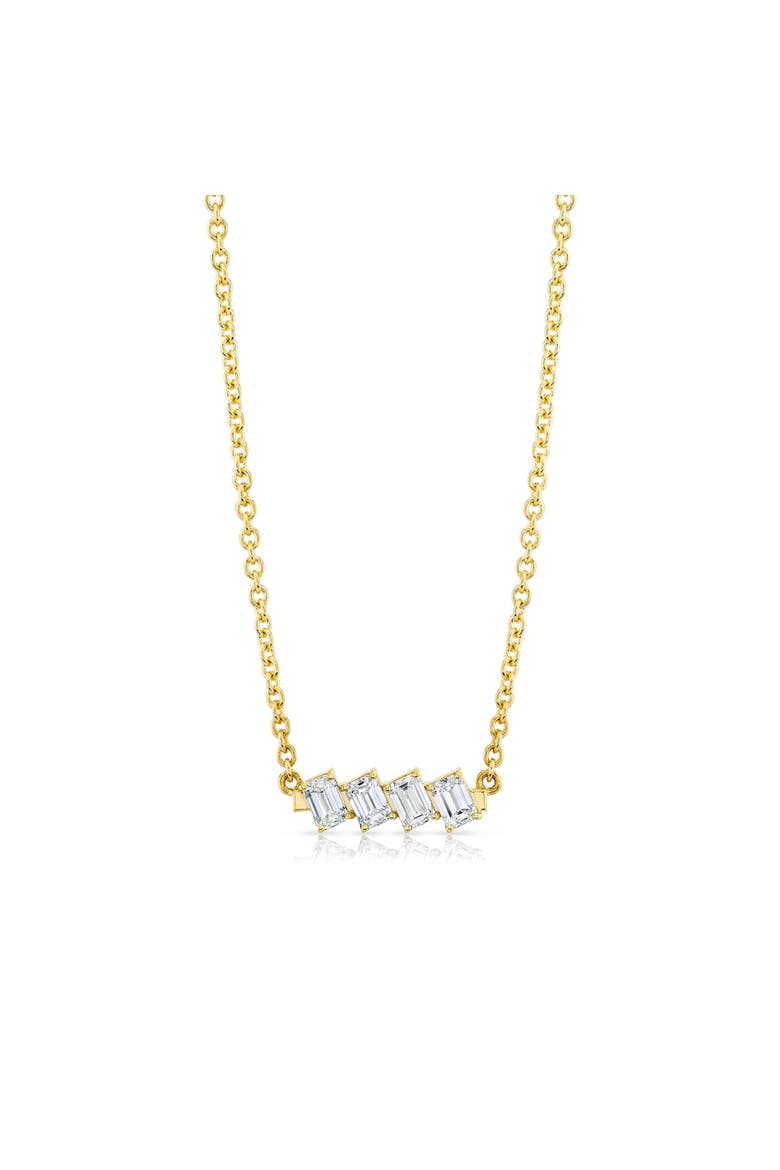 Mini Montage Emerald Cut Diamond Bar Necklace, Alternate, color, 18K Yellow Gold