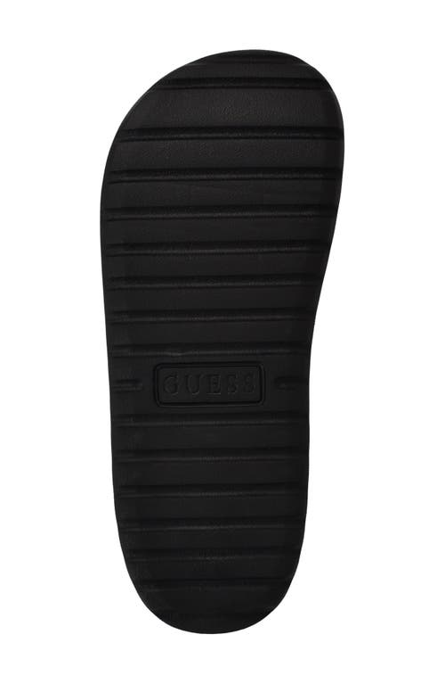 Guess Magaria Slide Sandal In Black Logo Multi