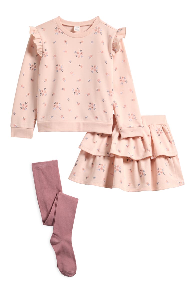 Kids' Sweatshirt, Skirt & Socks Set, Main, color, LIGHT PINK FLORAL