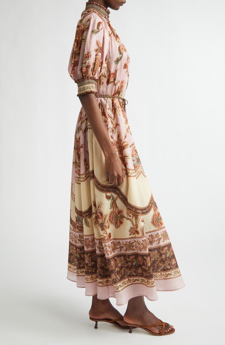 Zimmermann Aster Print Billow Silk Maxi Dress, Alternate, color, Mauve Jacobean