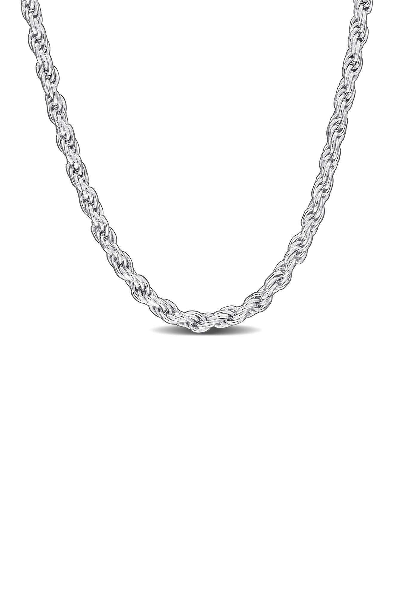 DELMAR Sterling Silver Diamond-Cut Rope Chain Necklace - 1.8mm