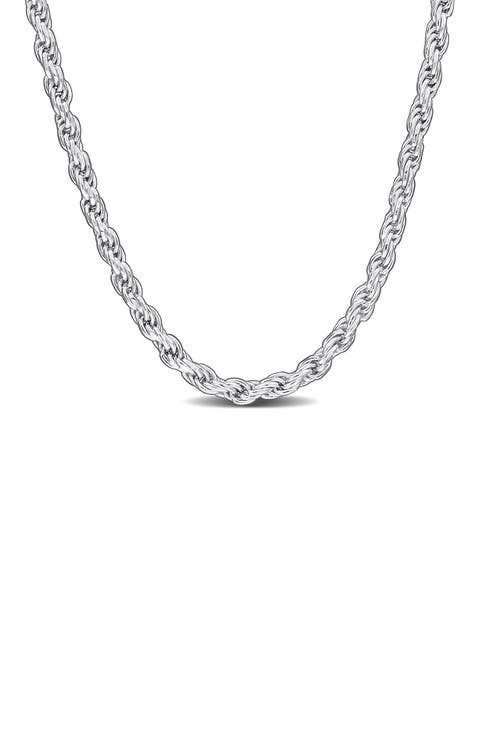 Sterling Silver Diamond-Cut Rope Chain Necklace - 1.8mm