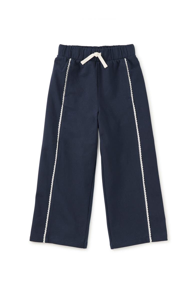 Lace Trim Track Pants, Main, color, Indigo