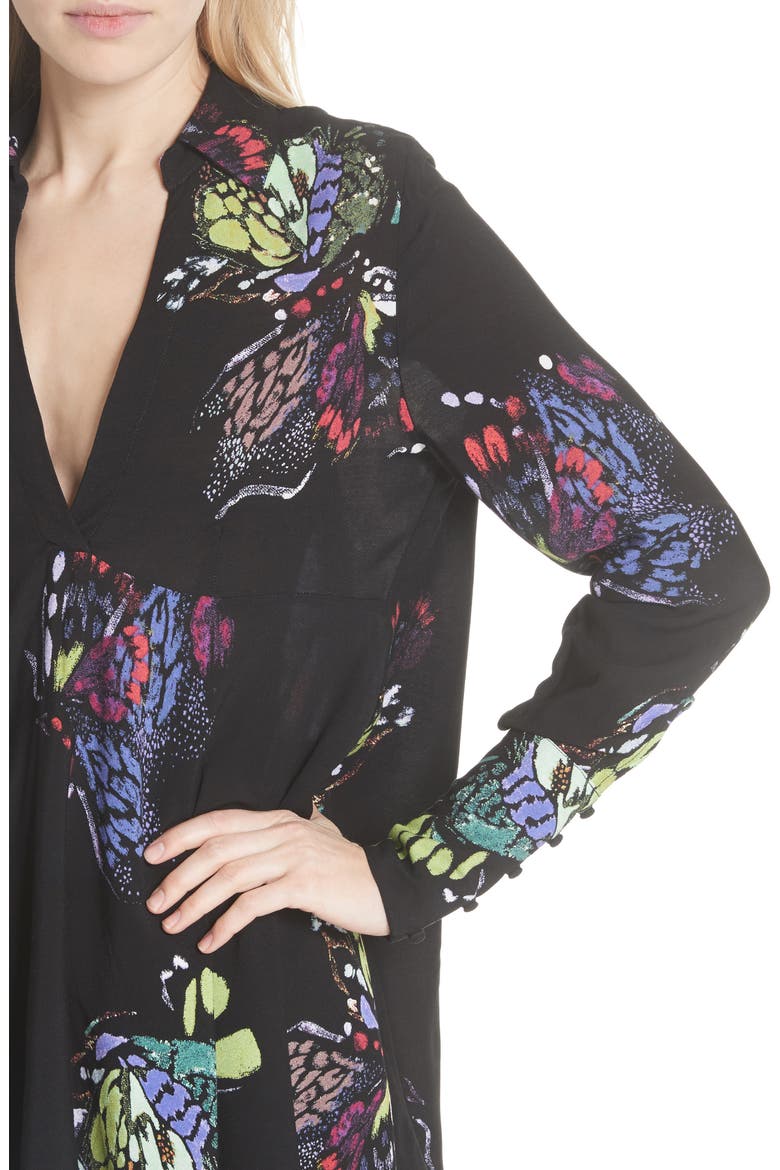 Field of Butterflies Tunic, Alternate, color, BLACK