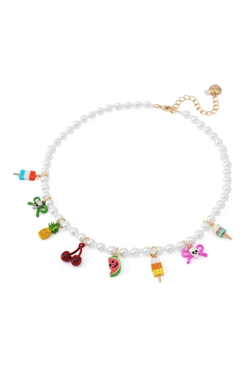 Summerween Charm Frontal Necklace, Alternate, color, PEARL