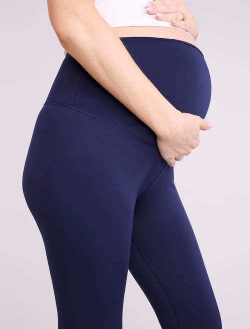Motherhood Maternity Over The Belly Side Pocket Active Maternity Leggings In Blue