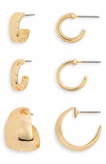 Set of 3 Assorted Huggie Hoop Earrings