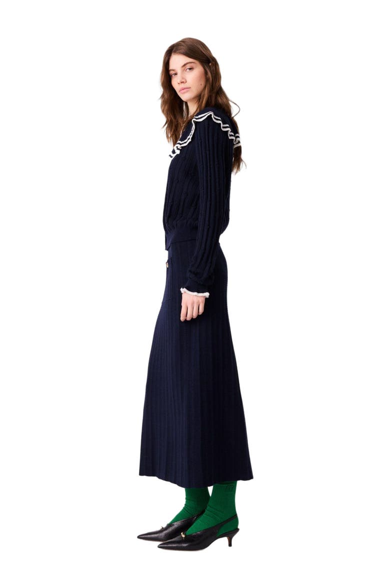 Layered cape cardigan, Alternate, color, Navy