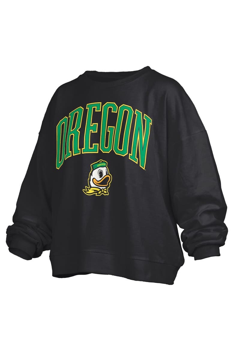 Women's Pressbox  Black Oregon Ducks Janise Fleece Sweatshirt, Alternate, color, Black