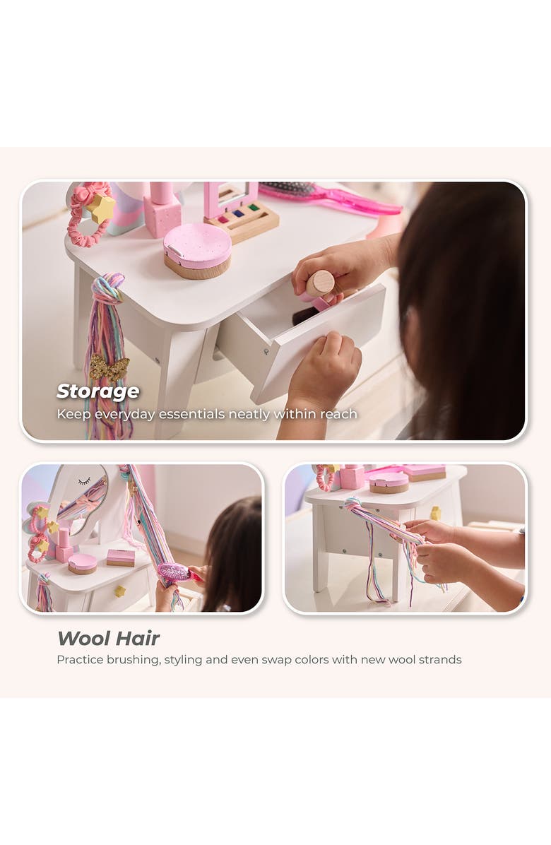Teamson Kids Dreamy Kid Unicorn Vanity Playset, Alternate, color, Multi