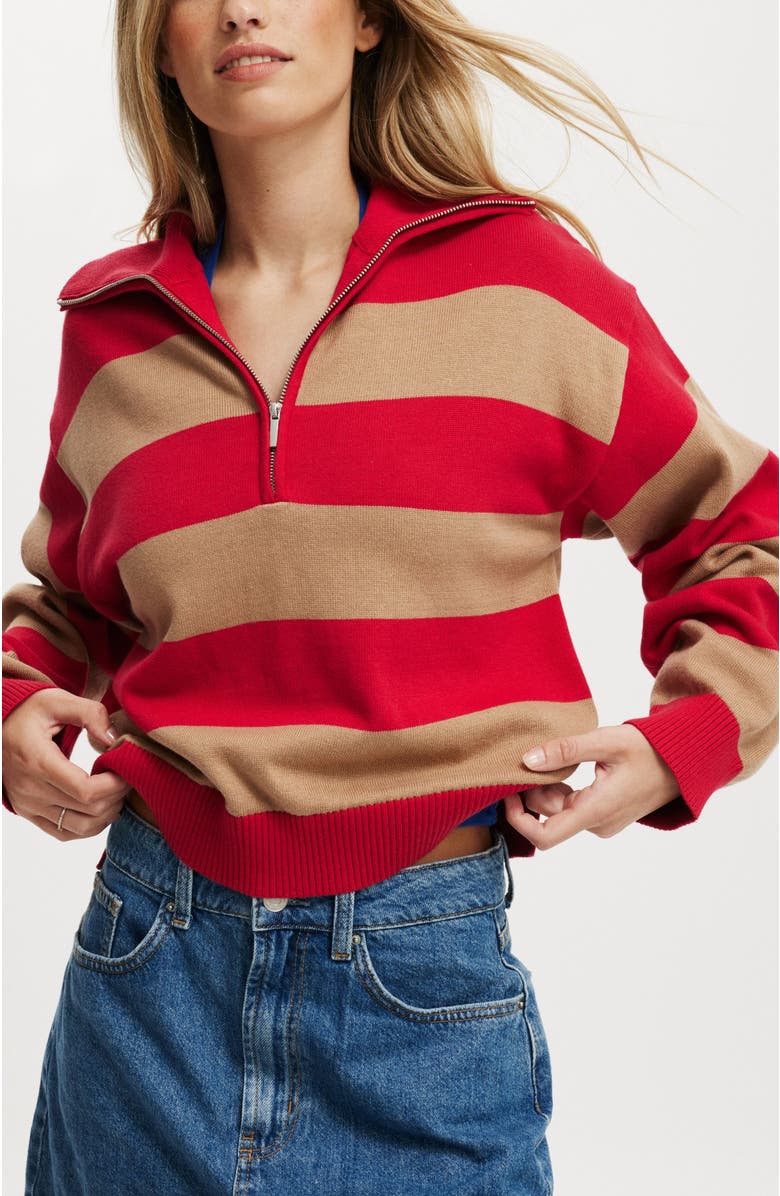 Cotton On Women's Preppy Half Zip Sweater, Main, color, 