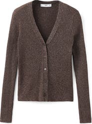 MANGO Metallic Rib Cardigan