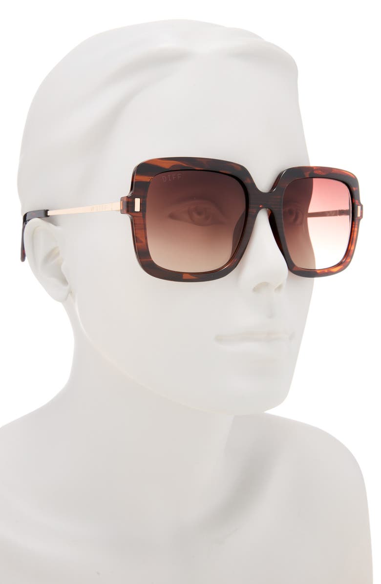 DIFF 54mm Square Sunglasses, Alternate, color, Mahogany Tortoise
