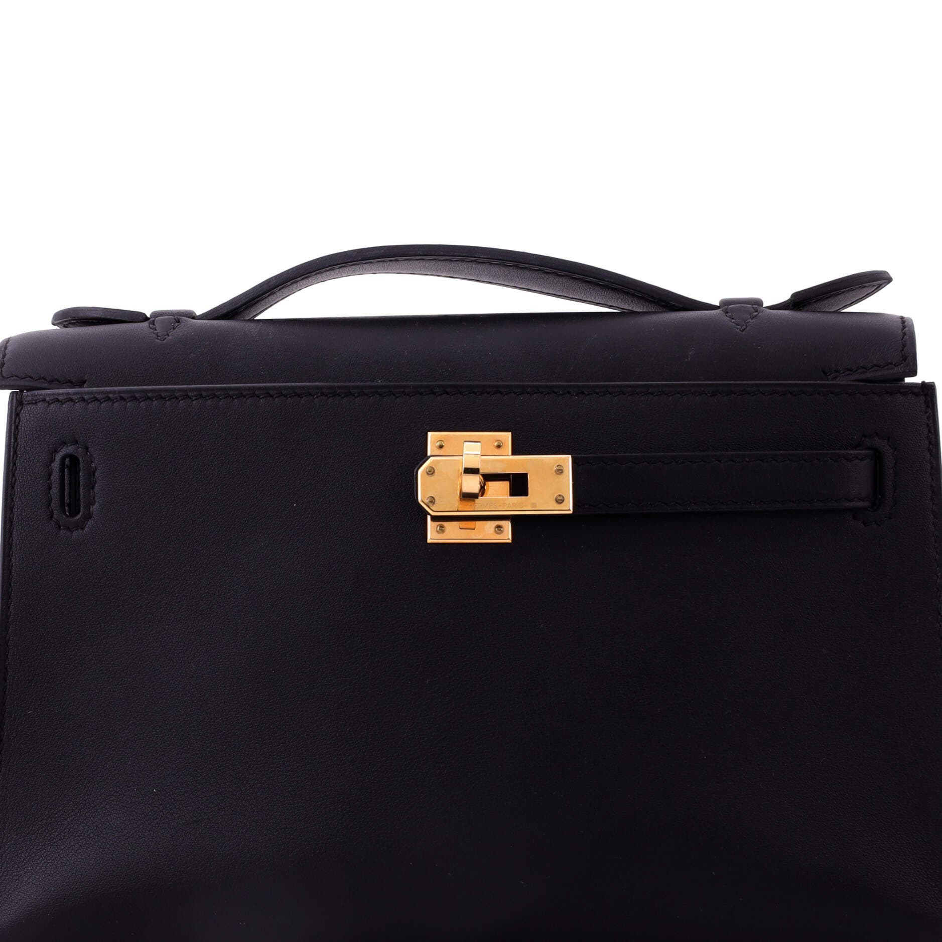 Pre-Owned Hermes Kelly Pochette Swift, Alternate, color, Noir