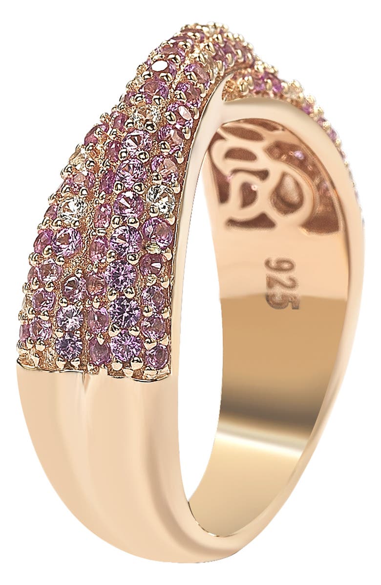 SUZY LEVIAN 14K Rose Gold Sterling Silver Pink Sapphire & Lab Grown Sapphire Diamond Accent Crossover Ring, Alternate, color, Pink