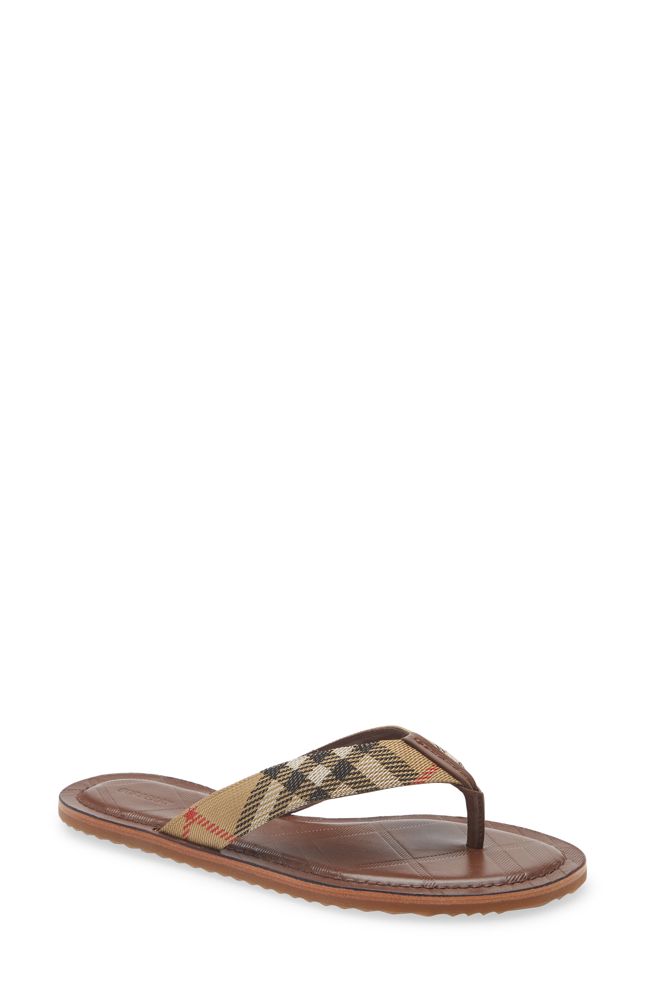 Burberry Pavillion Check Flip Flip, Main, color, Sand Ip Check