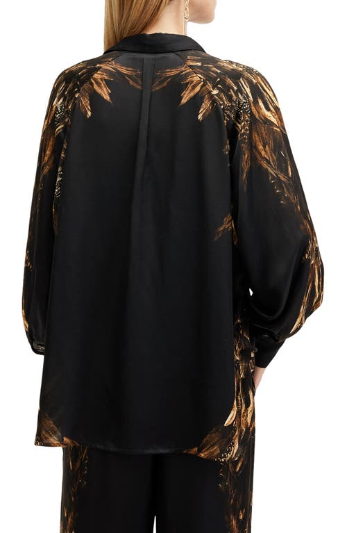 Shop Allsaints Oana Printed Satin Button-up Shirt In Charm Black