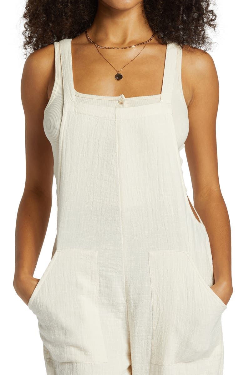 Billabong Pacific Time Cotton Gauze Jumpsuit, Alternate, color, White Cap